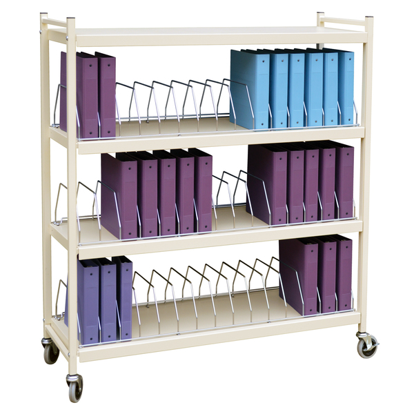 Omnimed Vertical Open Chart Rack 4 Shelves 45 Binder Capacity in Light Gray (5 260009-LG